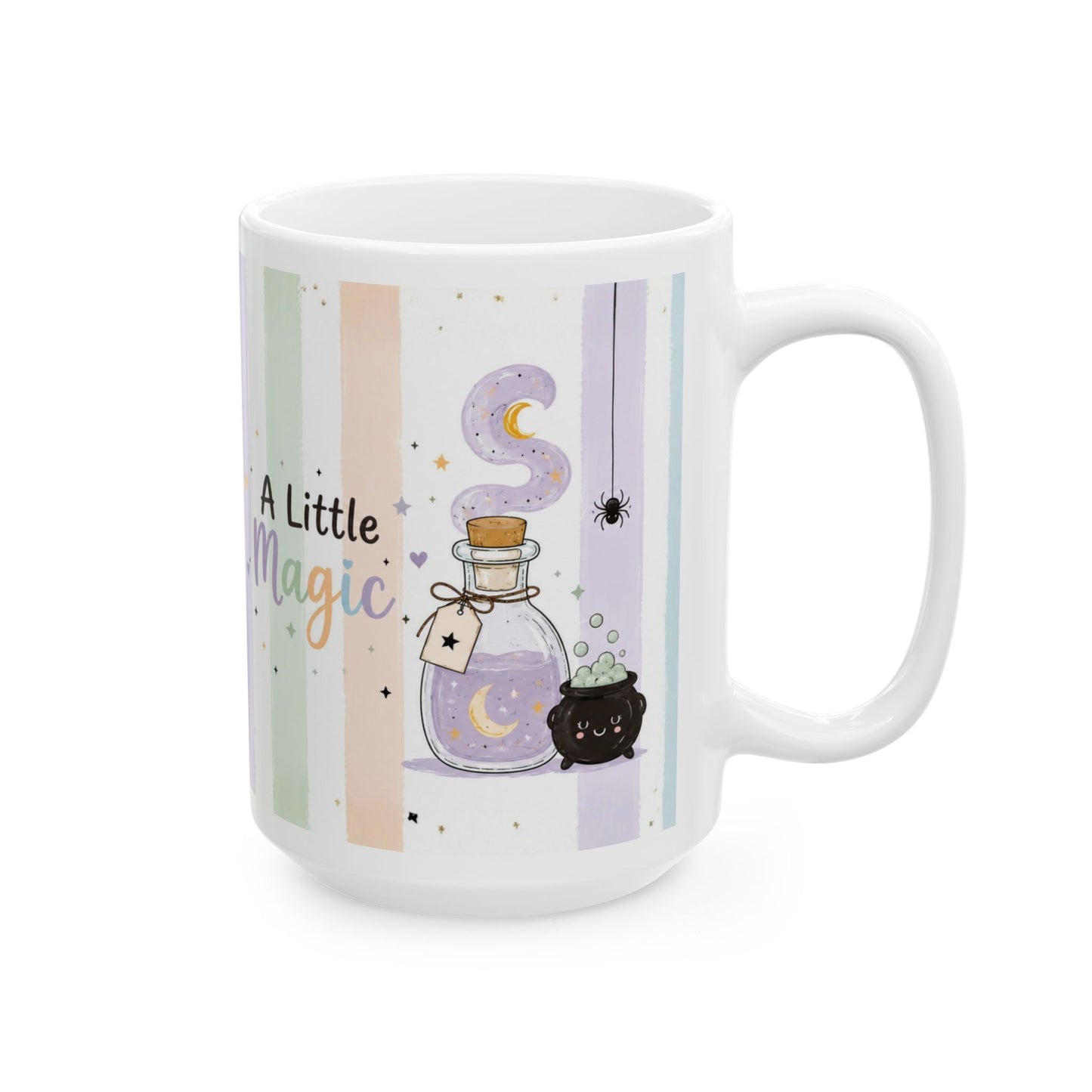 A Little Magic pastel stripes Mug | Cute witch cauldron design