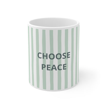 Peace Quote Ceramic Mug | Minimalist Striped Gift
