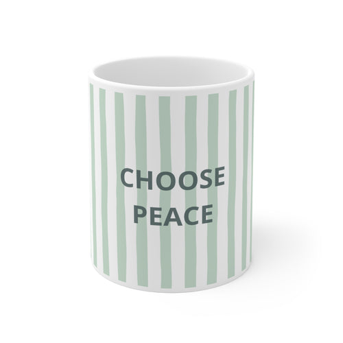 Peace Quote Ceramic Mug | Minimalist Striped Gift