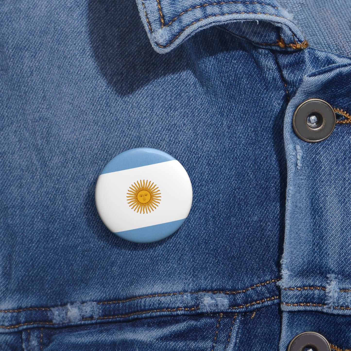 Argentine Flag Sun Pin Button | Patriotic Metal Badge