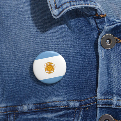 Argentine Flag Sun Pin Button | Patriotic Metal Badge