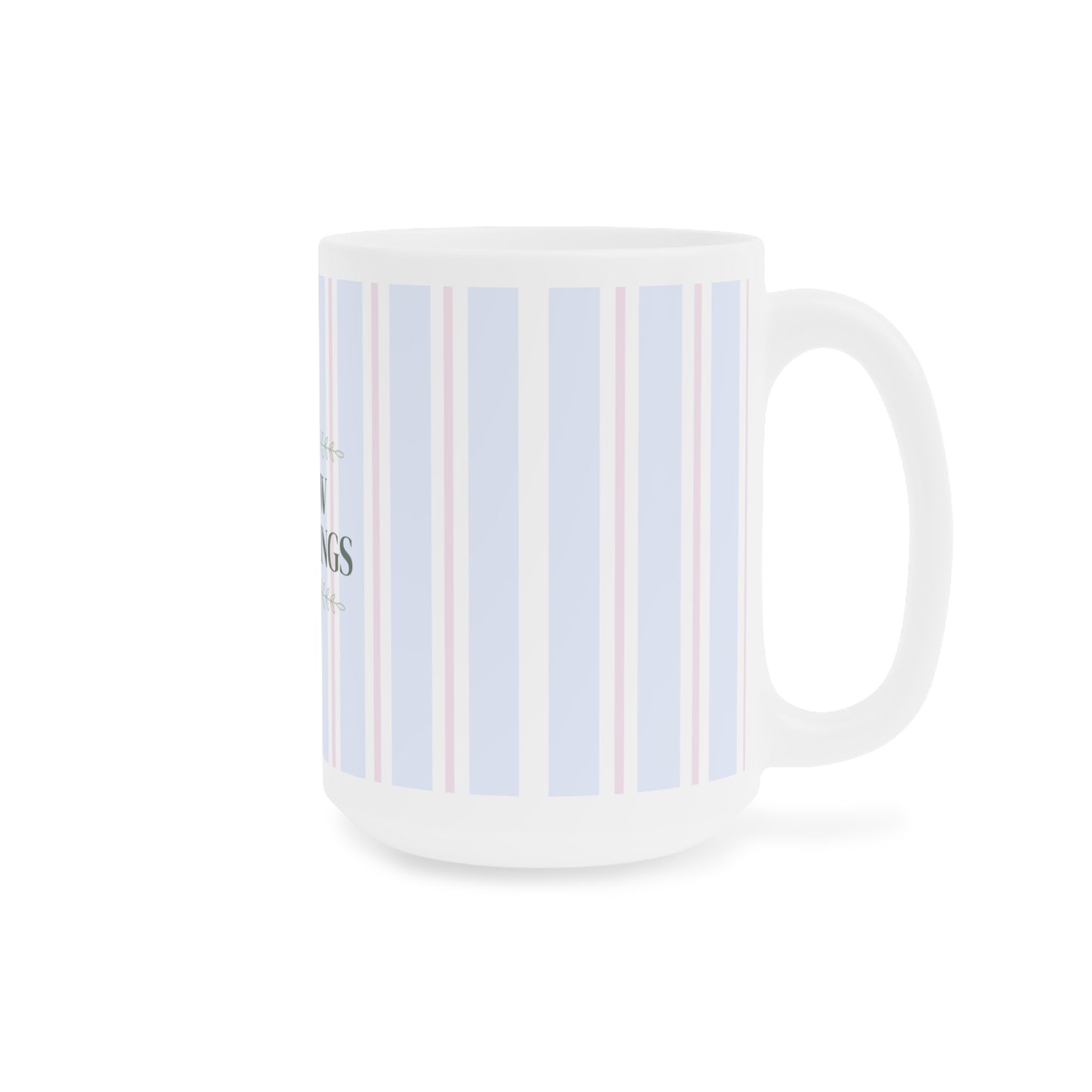 Slow Mornings Striped Ceramic Mug | Relaxing Coffee Gift