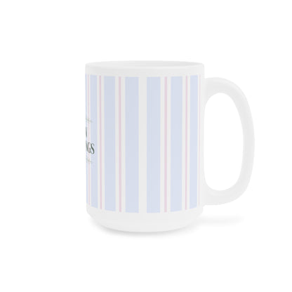 Slow Mornings Striped Ceramic Mug | Relaxing Coffee Gift