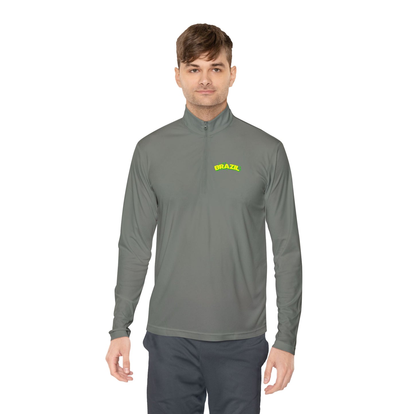 Brazil Vibrant Yellow Green Unisex Quarter-Zip Pullover