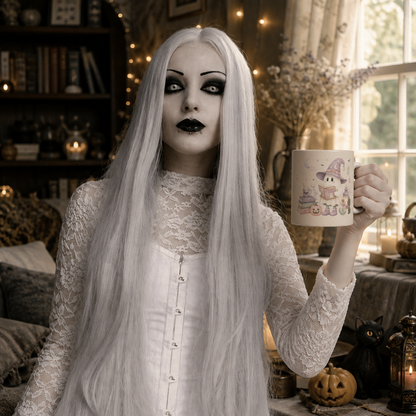 Cute Witch Ghost Ceramic Mug | Spooky Halloween Gift