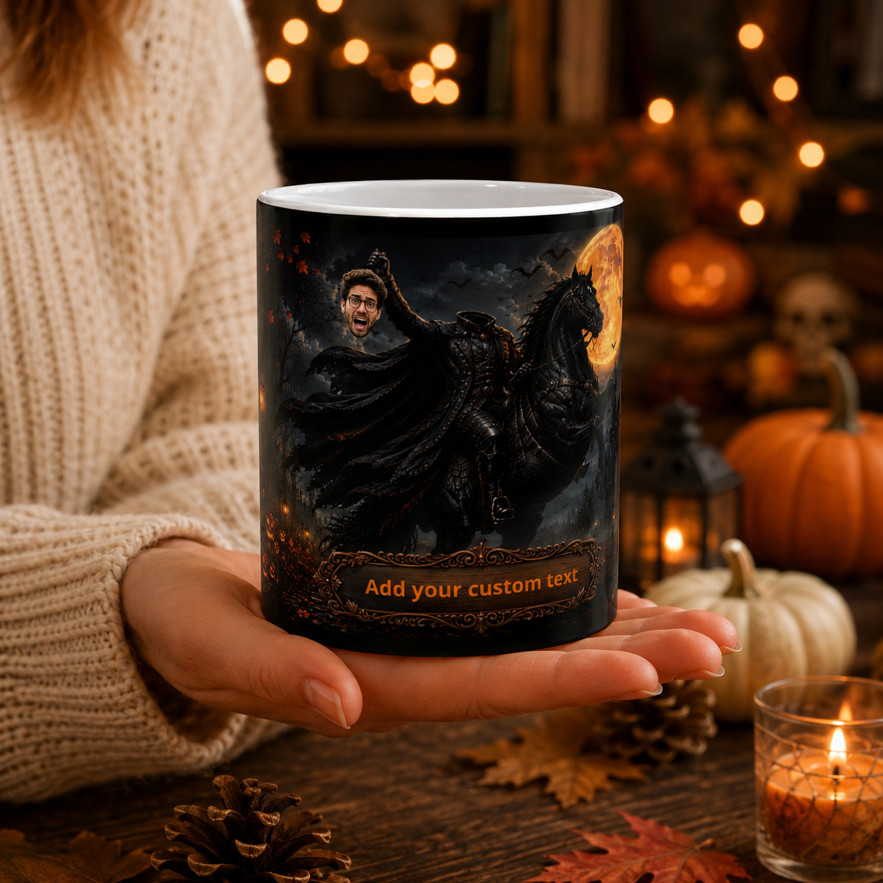 Headless Horseman Illustration Mug | Halloween Horseman, Full Moon
