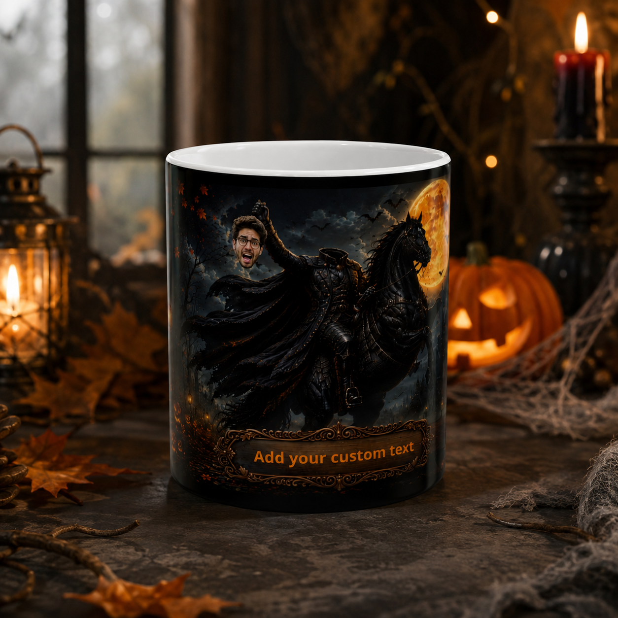 Headless Horseman Illustration Mug | Halloween Horseman, Full Moon