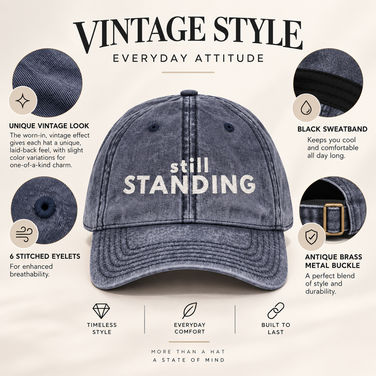 Still Standing Vintage Embroidered Cap