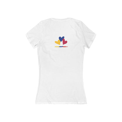 Colombia Flag Heart Women's V-Neck Tee | Patriotic Pride Gift