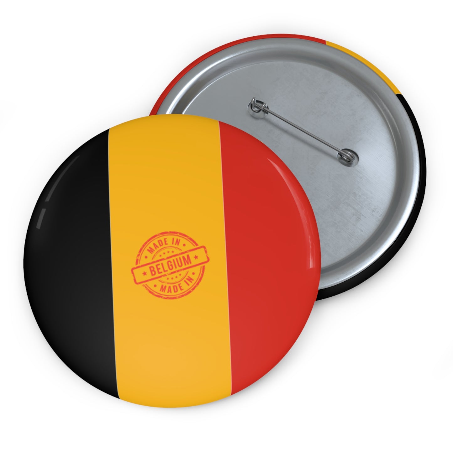 Belgium Flag Made Stamp Pin Button | Country Pride Badge