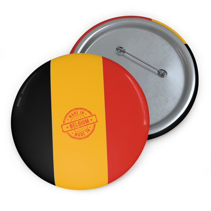 Belgium Flag Made Stamp Pin Button | Country Pride Badge