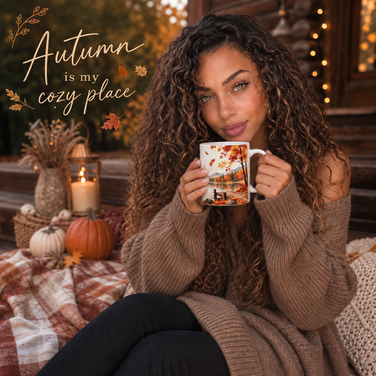 Autumn Lake Scenic Ceramic Mug | Fall Landscape Gift