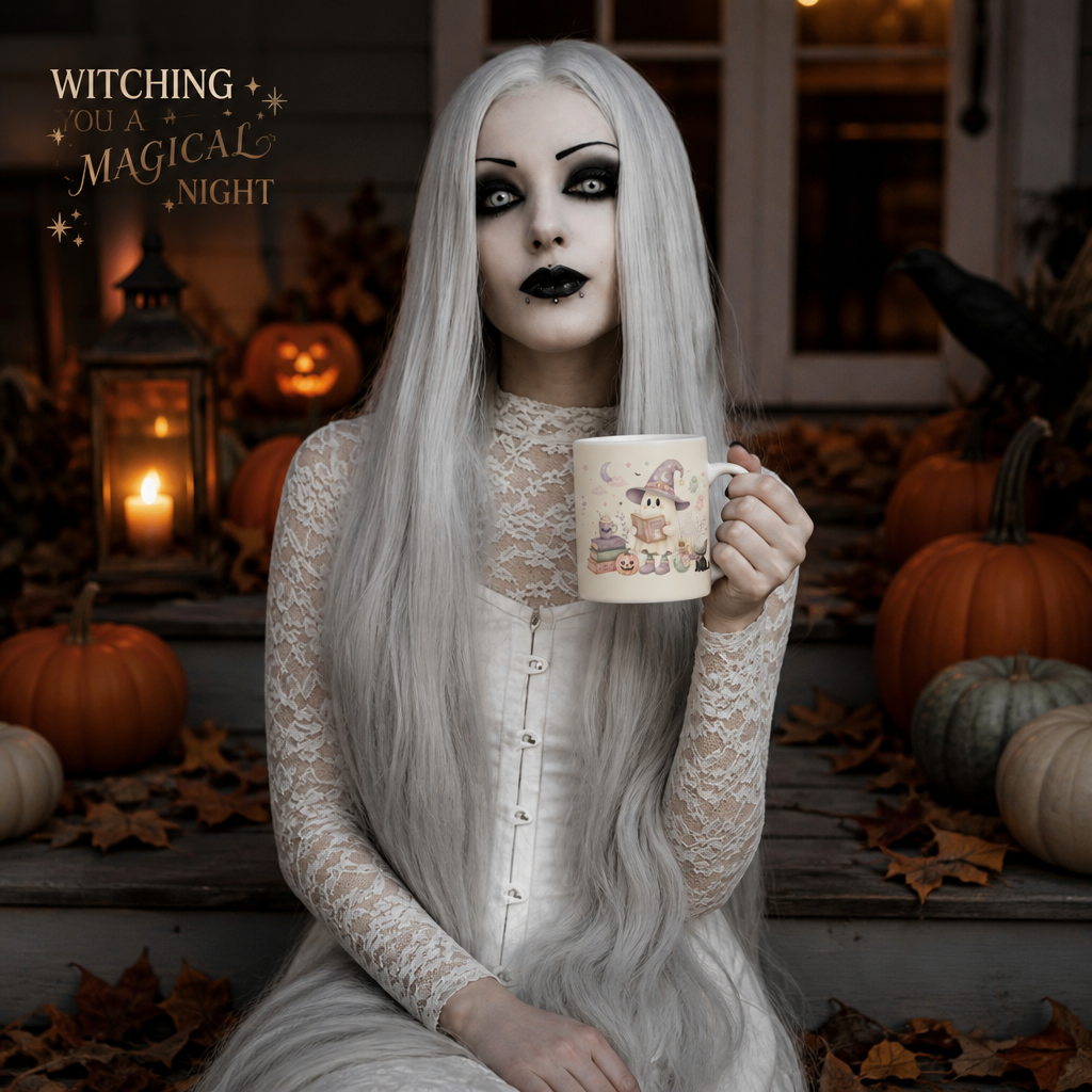 Cute Witch Ghost Ceramic Mug | Spooky Halloween Gift