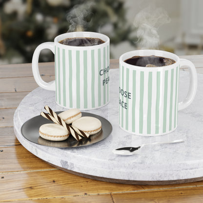 Peace Quote Ceramic Mug | Minimalist Striped Gift