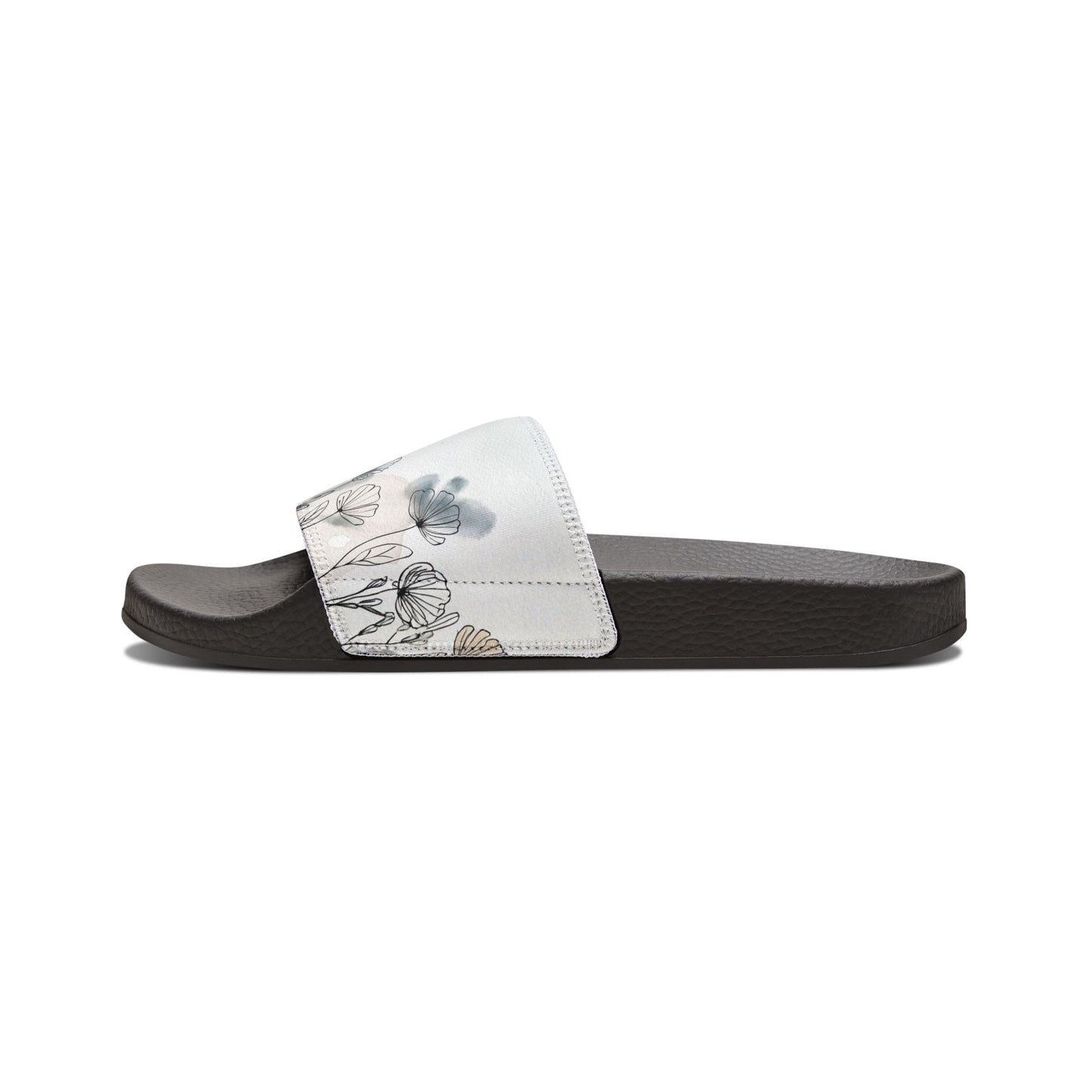 Watercolor Wildflower Youth Sandals | Nature Art Kids Slides