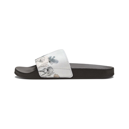 Watercolor Wildflower Youth Sandals | Nature Art Kids Slides