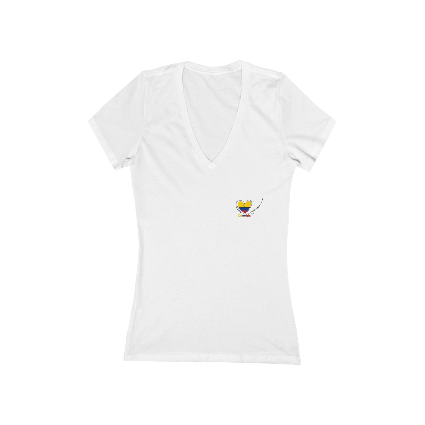 Colombia Flag Heart Women's V-Neck Tee | Patriotic Pride Gift
