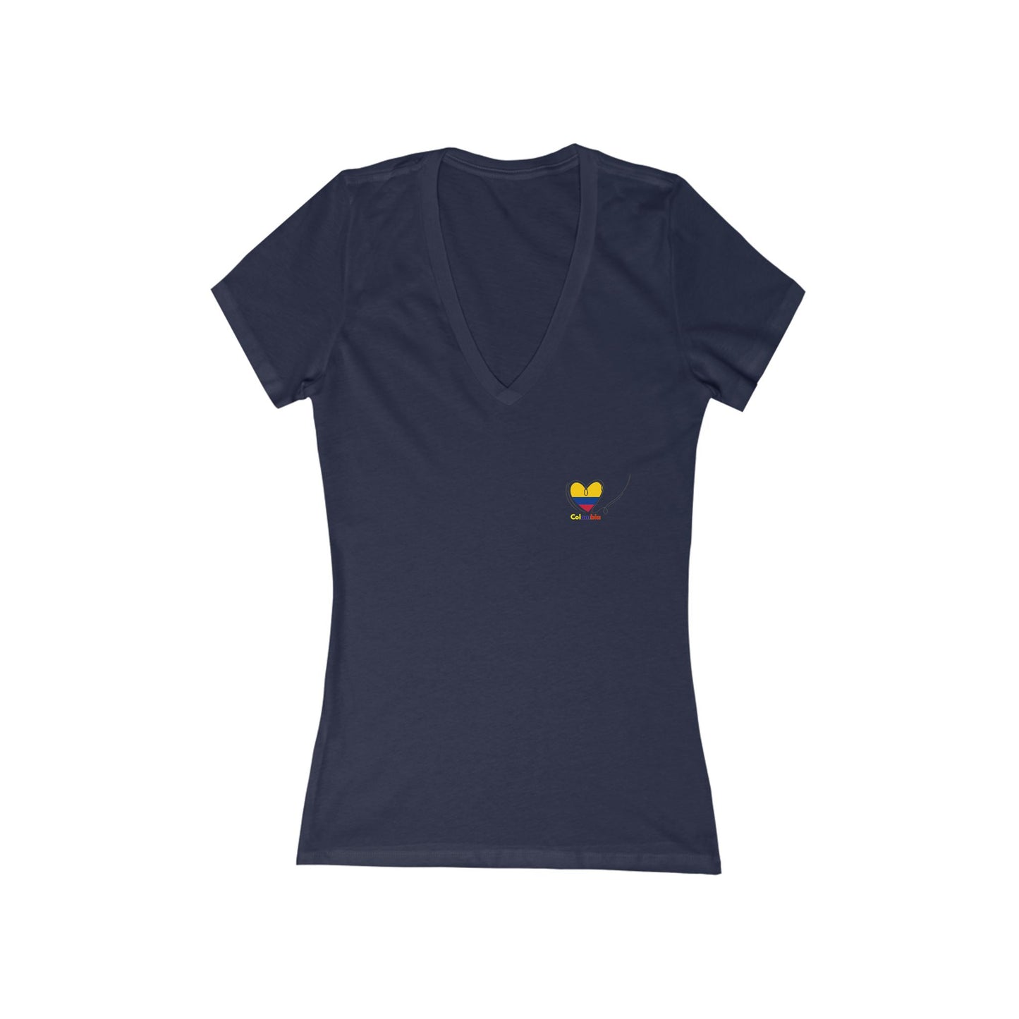 Colombia Flag Heart Women's V-Neck Tee | Patriotic Pride Gift