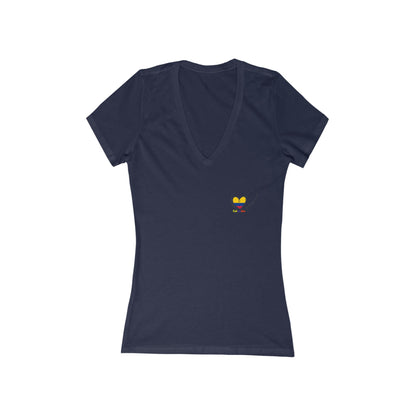 Colombia Flag Heart Women's V-Neck Tee | Patriotic Pride Gift
