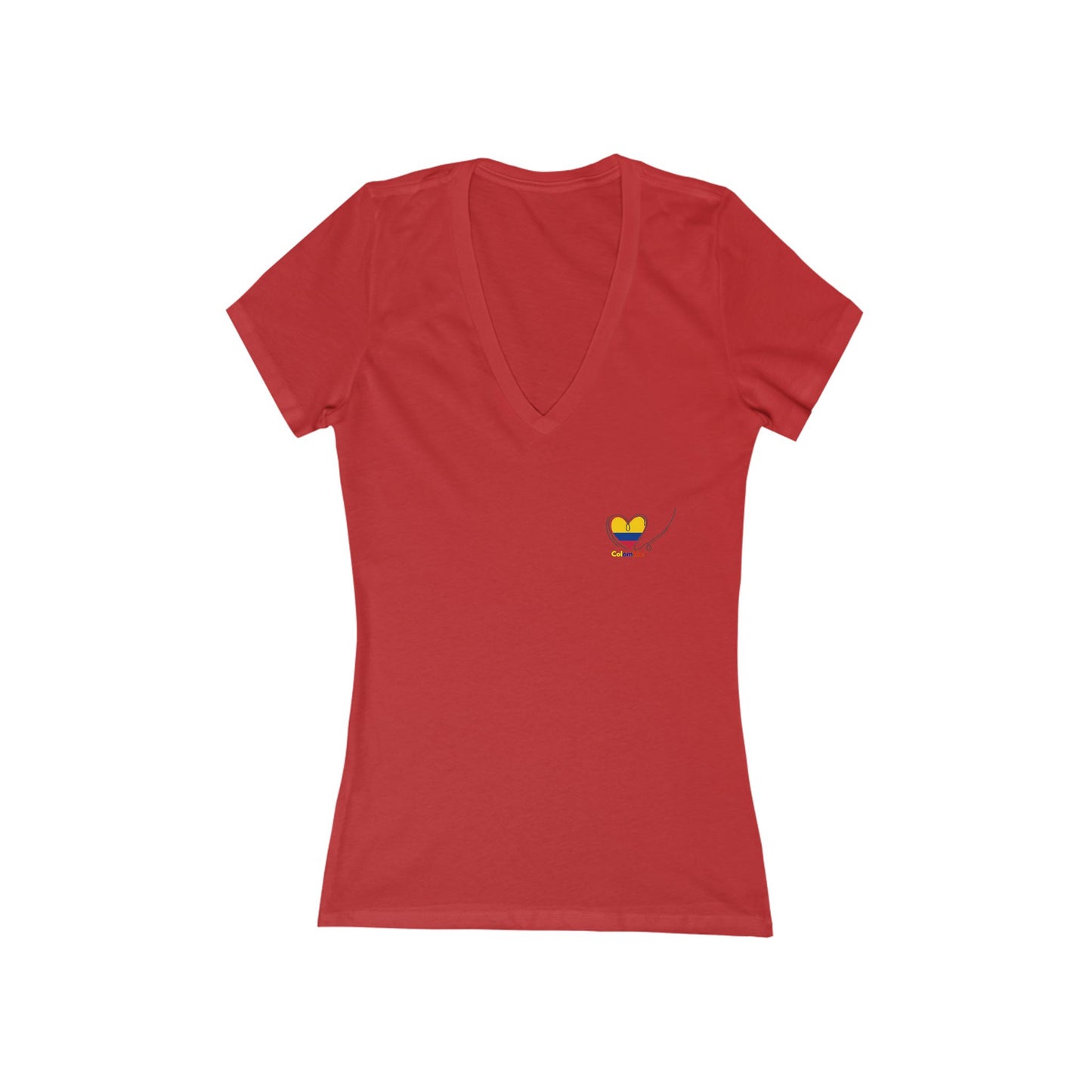 Colombia Flag Heart Women's V-Neck Tee | Patriotic Pride Gift