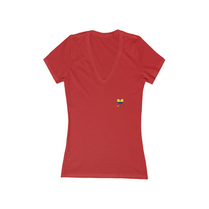 Colombia Flag Heart Women's V-Neck Tee | Patriotic Pride Gift