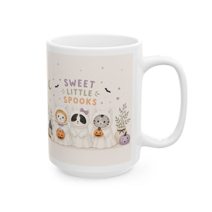 Halloween Animal Crew Ceramic Mug (11oz, 15oz) — Cute Spooky Pumpkin & Lion Design