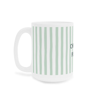 Peace Quote Ceramic Mug | Minimalist Striped Gift