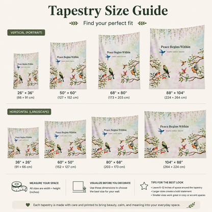 Peace Begins Within Wall Tapestry | Mindfulness Bird Art