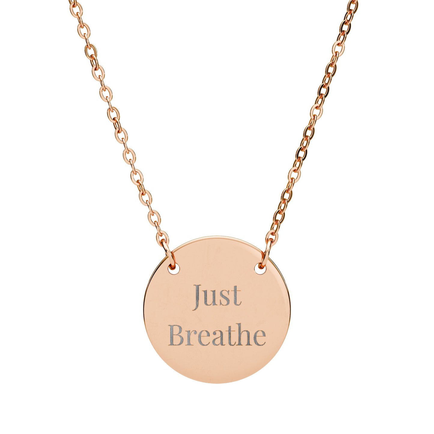 Just Breathe Circle Necklace Inspirational Pendant