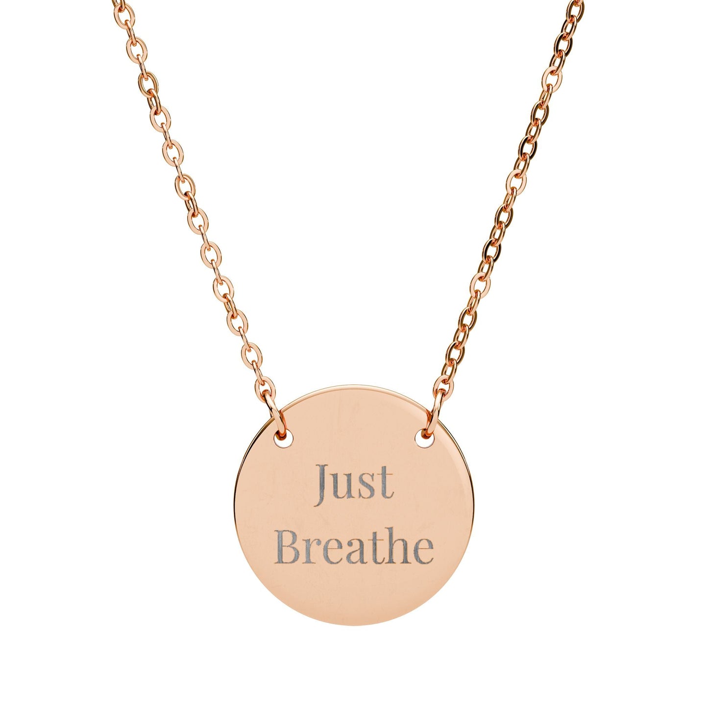 Just Breathe Circle Necklace Inspirational Pendant