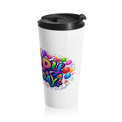 Happy Birthday Party Stainless Steel Travel Mug | Vibrant Celebration Gift
