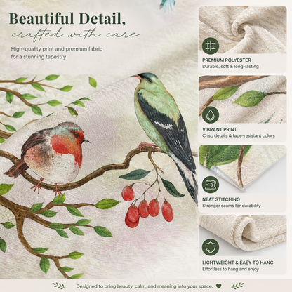 Peace Begins Within Wall Tapestry | Mindfulness Bird Art