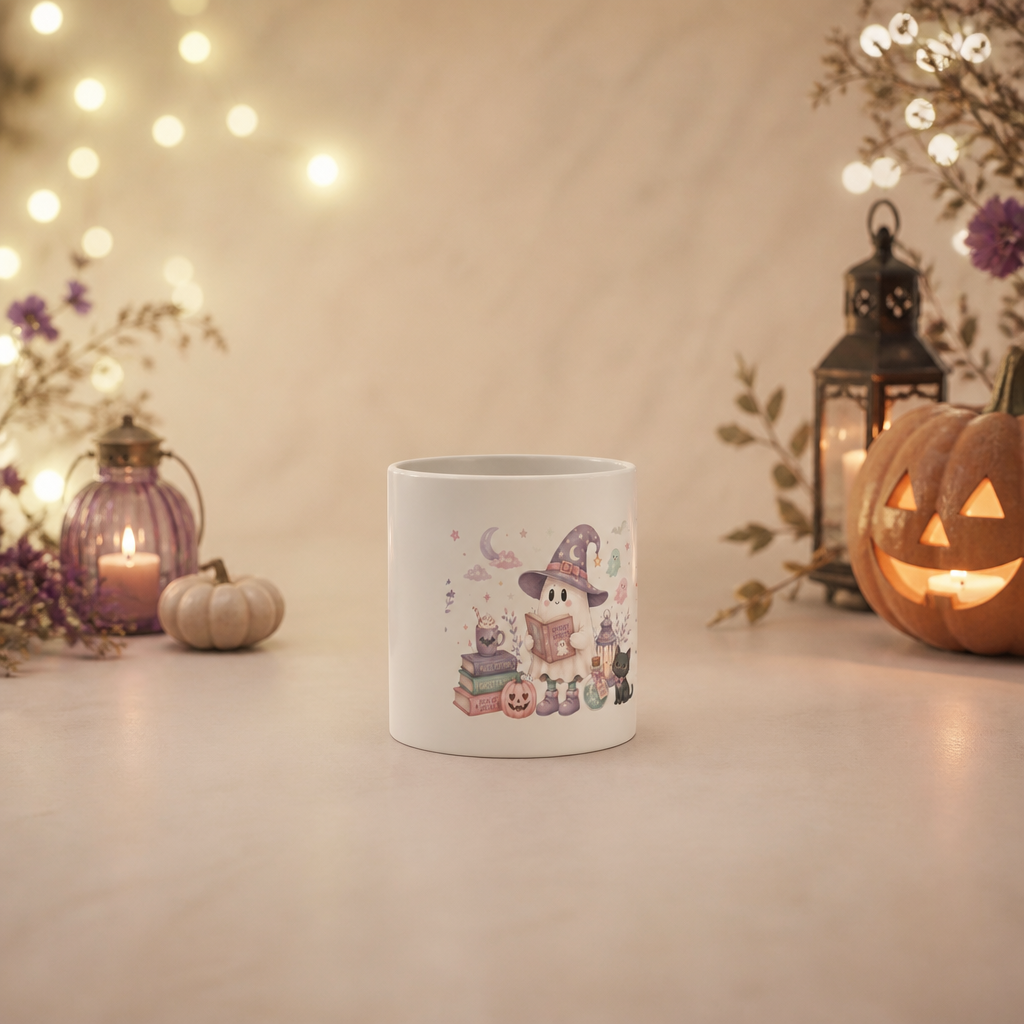 Cute Witch Ghost Ceramic Mug | Spooky Halloween Gift