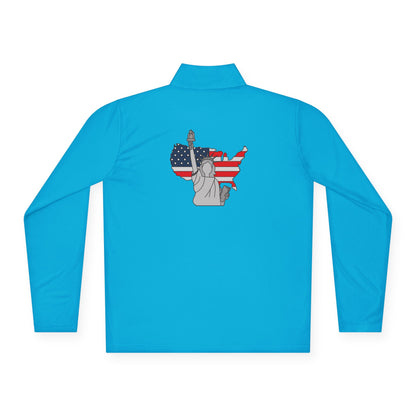 Patriotic Statue of Liberty Quarter-Zip Pullover | USA Flag Design