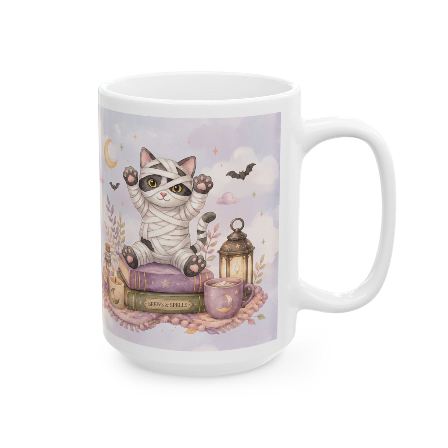Whimsical Night Owl Ceramic Mug — Cute Moonlit Illustration (11oz, 15oz)