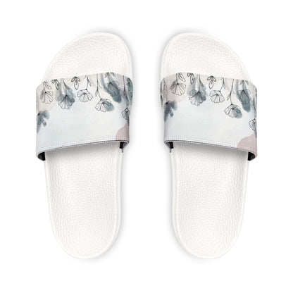 Watercolor Wildflower Youth Sandals | Nature Art Kids Slides