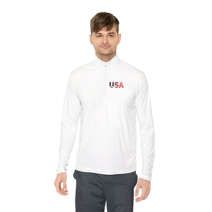 Patriotic Statue of Liberty Quarter-Zip Pullover | USA Flag Design