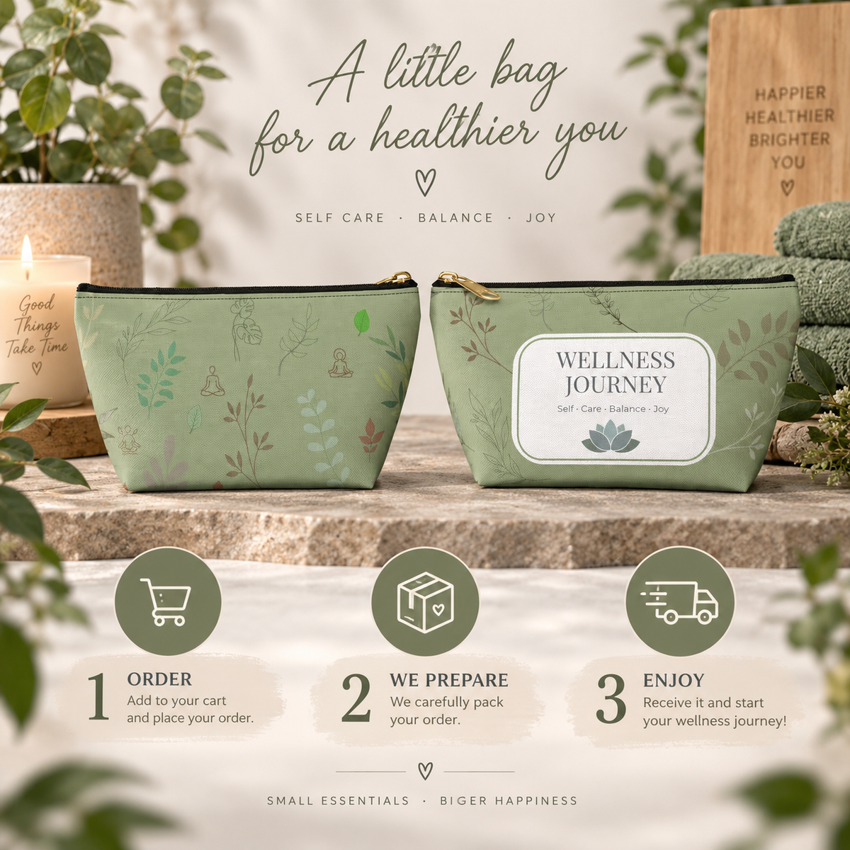 Wellness Journey Pouch Self-Care Organizer