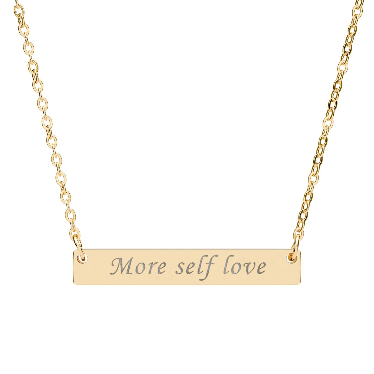 More Self Love Bar Necklace Engraved Stainless Pendant