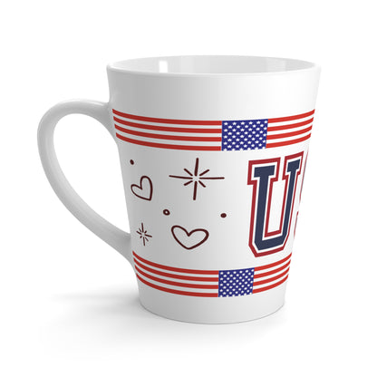 USA Patriotic Latte Mug | American Flag Coffee Gift