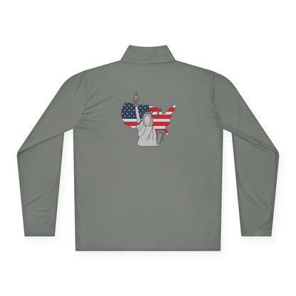 Patriotic Statue of Liberty Quarter-Zip Pullover | USA Flag Design