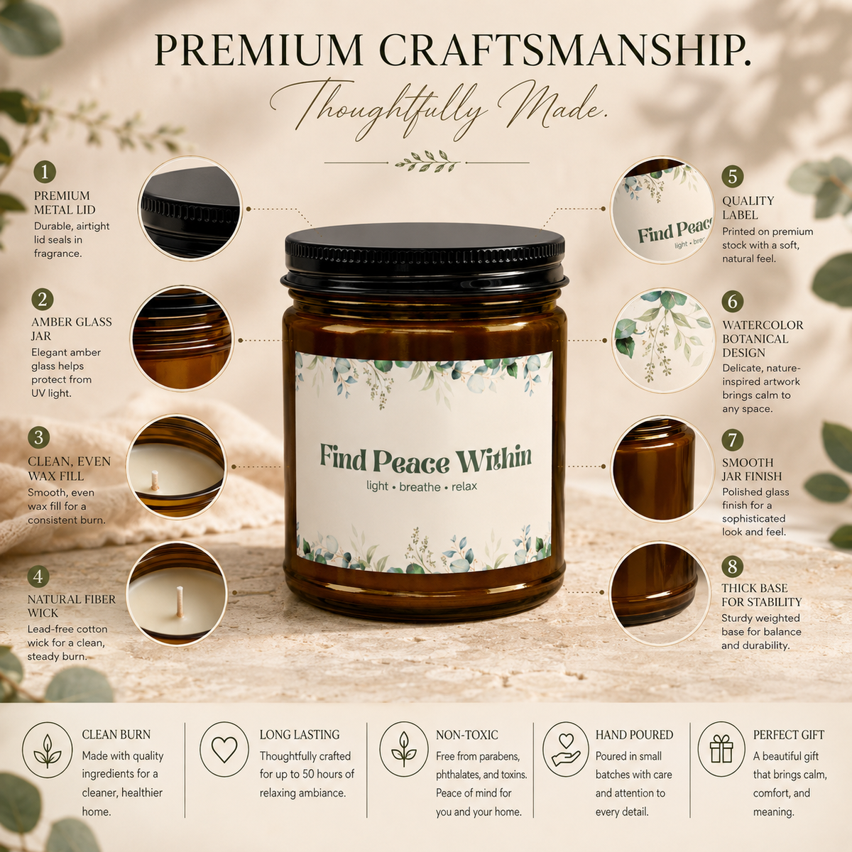 Find Peace Within Eucalyptus Candle