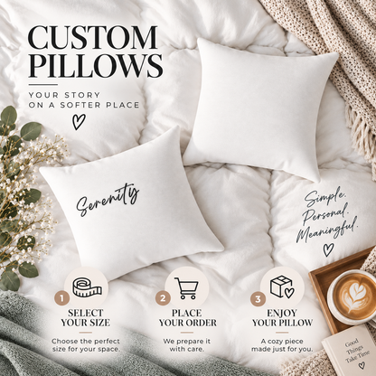 Serenity Accent Pillow Minimal Script Decor