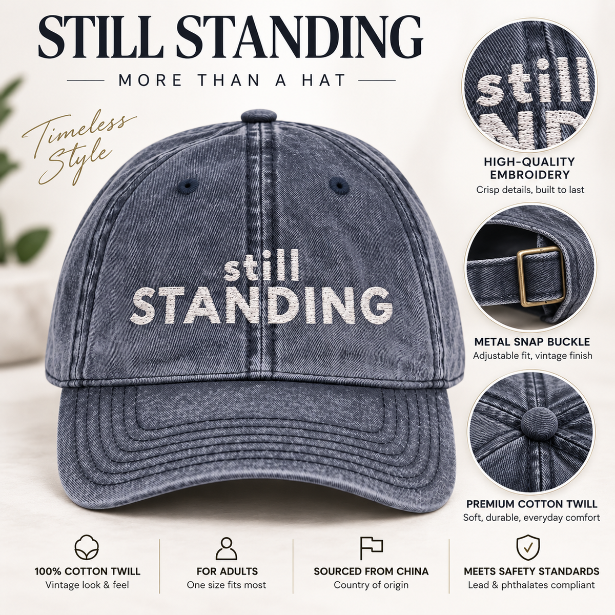 Still Standing Vintage Embroidered Cap