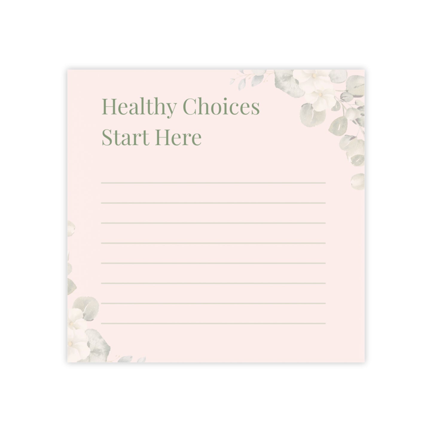 Healthy Choices Floral Sticky Notes | Wellness Reminder Pads