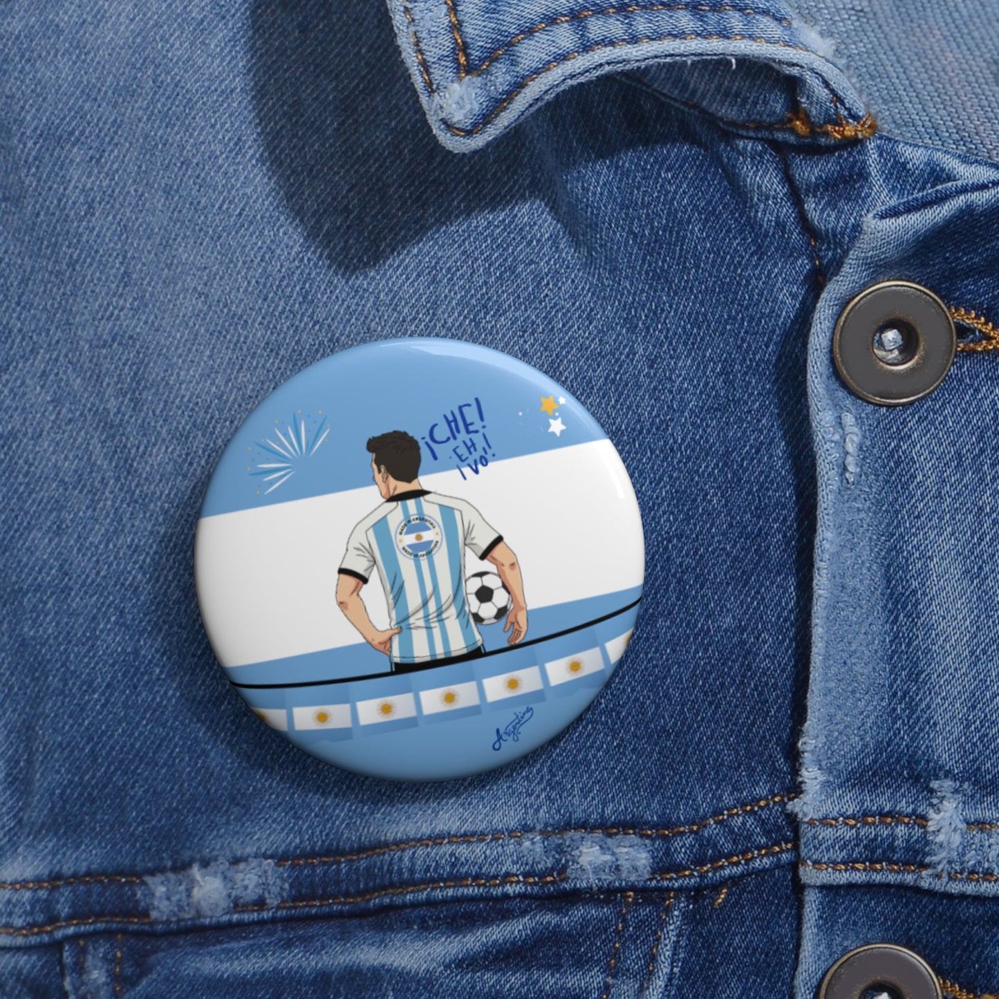 Argentine Football Player Pin Button | Soccer Fan Gift