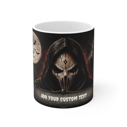 Grim Reaper Mask Cemetery Mug | Halloween Dark Gothic Moonlit Coffee