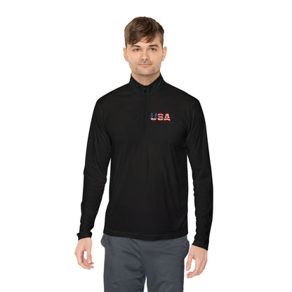 Patriotic Statue of Liberty Quarter-Zip Pullover | USA Flag Design