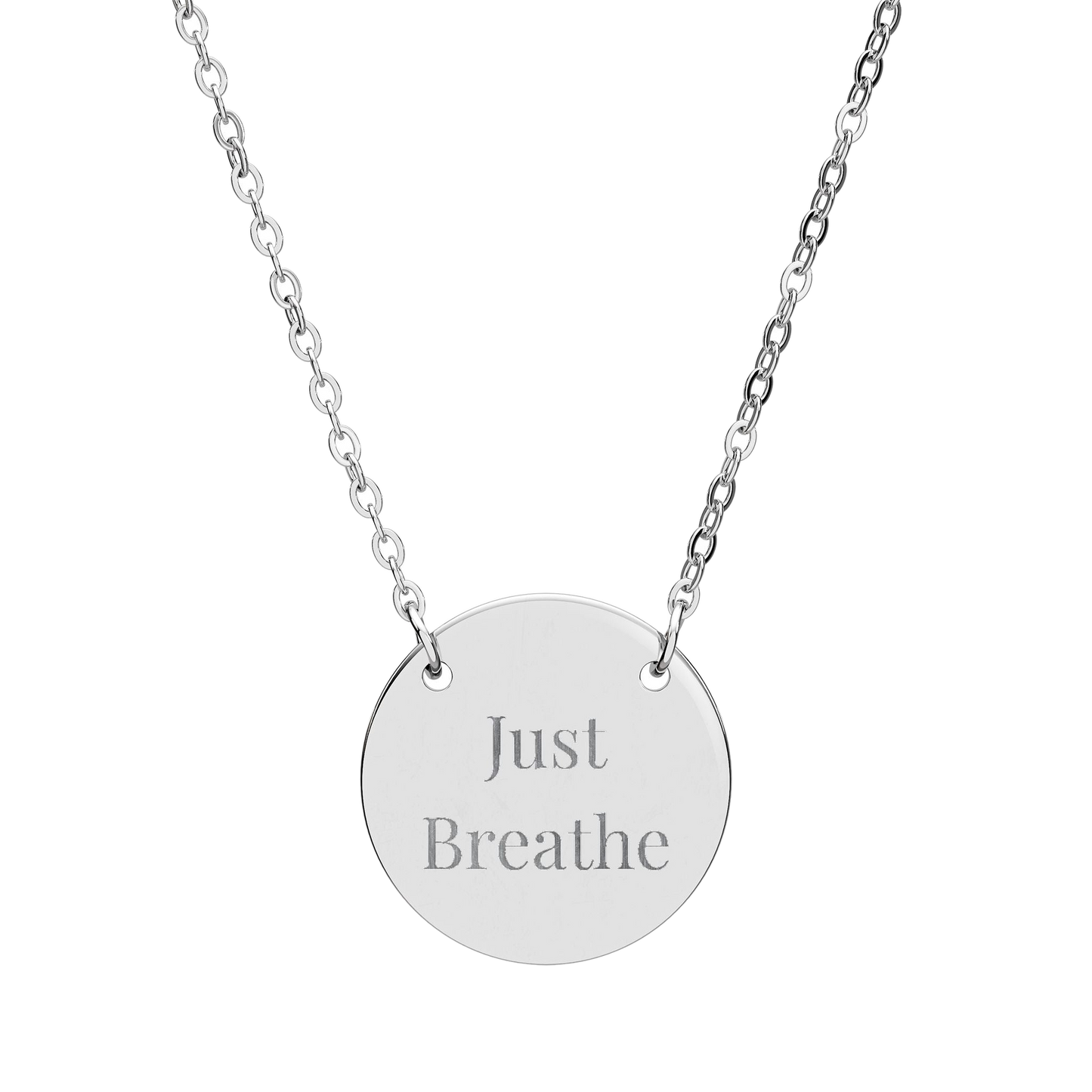 Just Breathe Circle Necklace Inspirational Pendant
