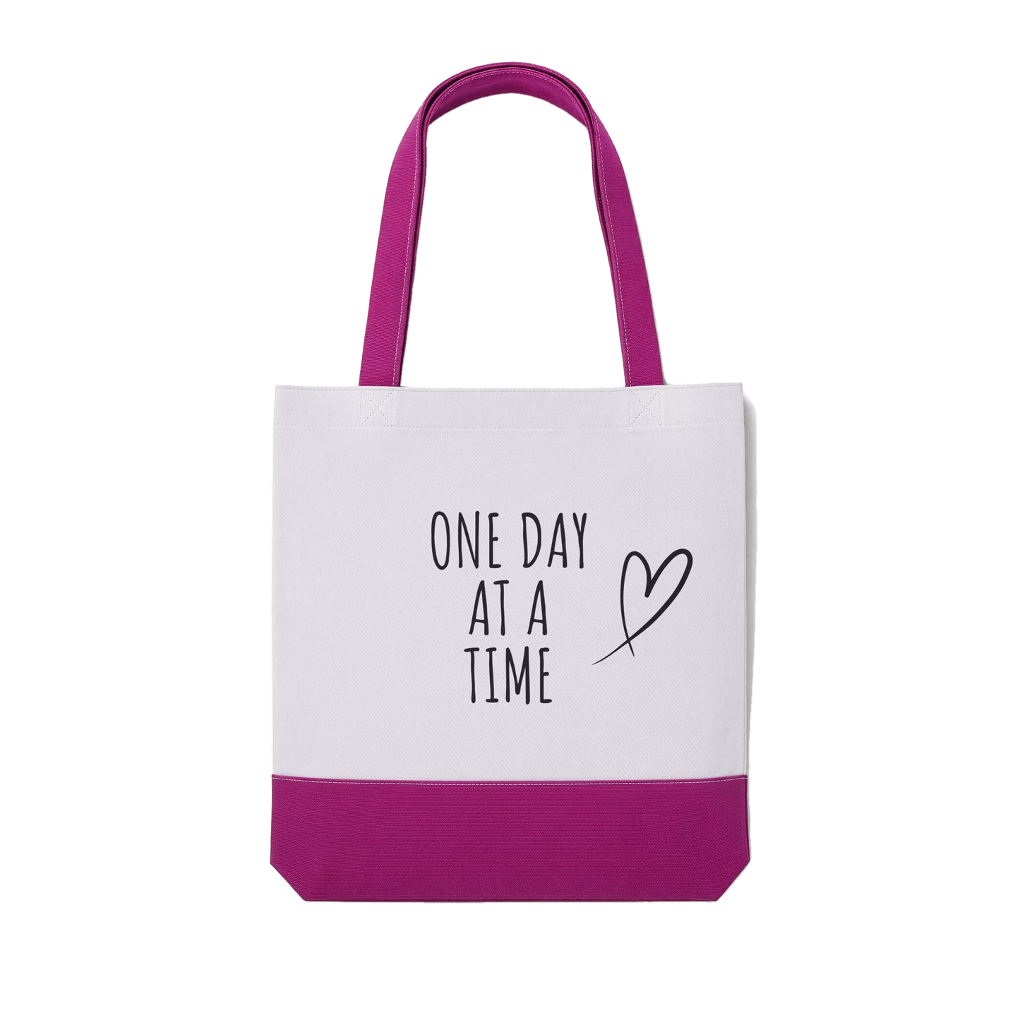 One Day at a Time Heart Tote Bag | Motivational Canvas Gift